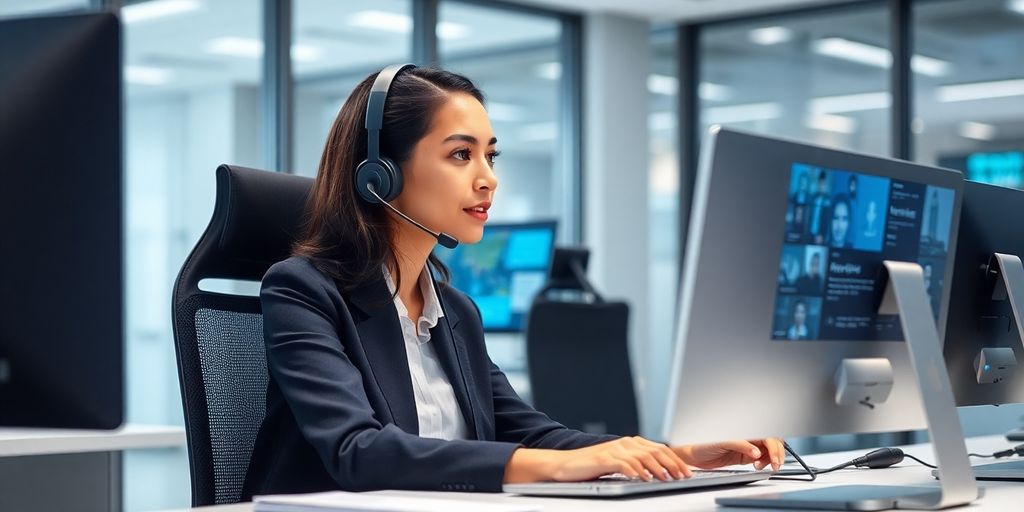 Customer support agent using AI technology for assistance.
