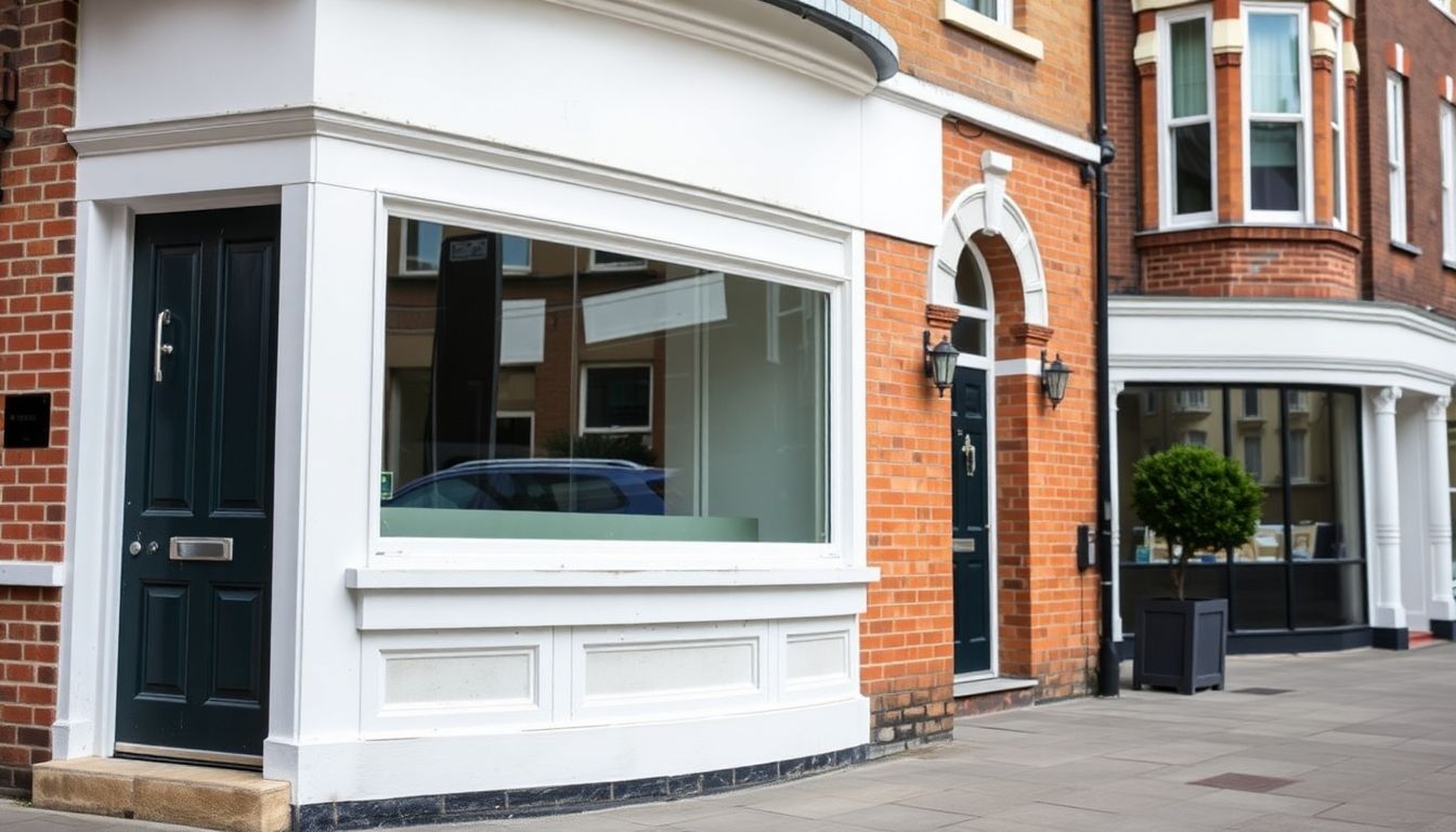 Well-maintained commercial property facade in London.