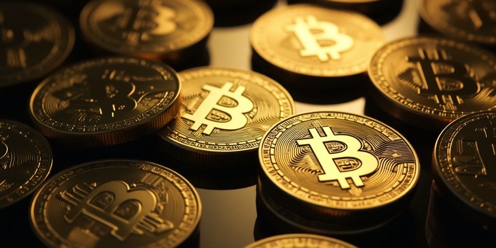 Fotografie von Bitcoin-Münzen in einem regulatorischen Kontext.