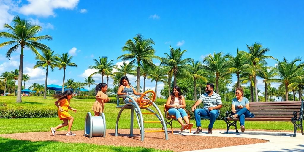 Aventura family enjoying park activities.