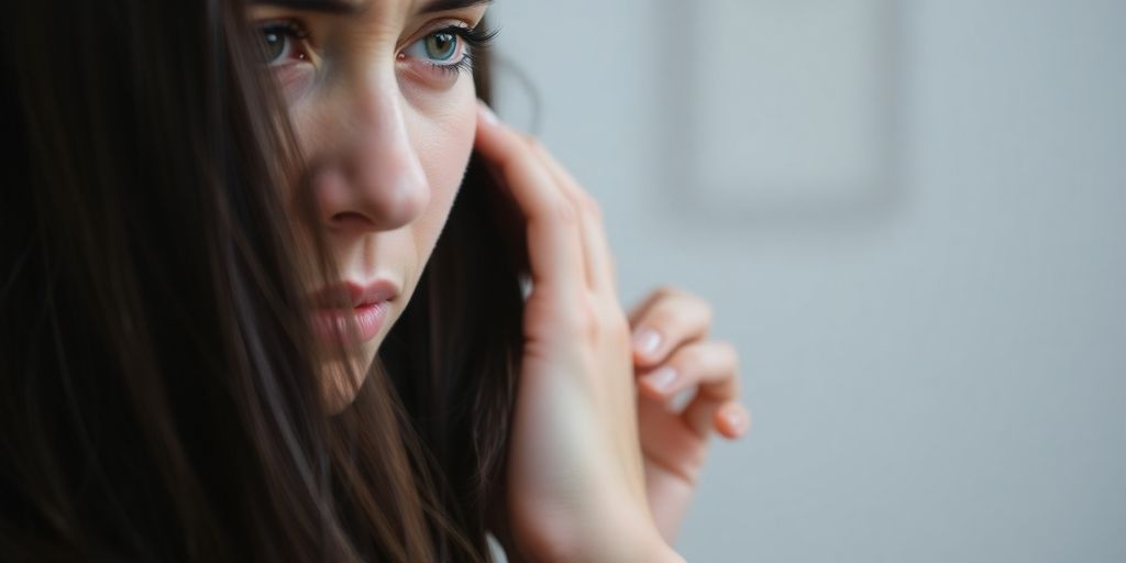 Woman concerned about hair loss