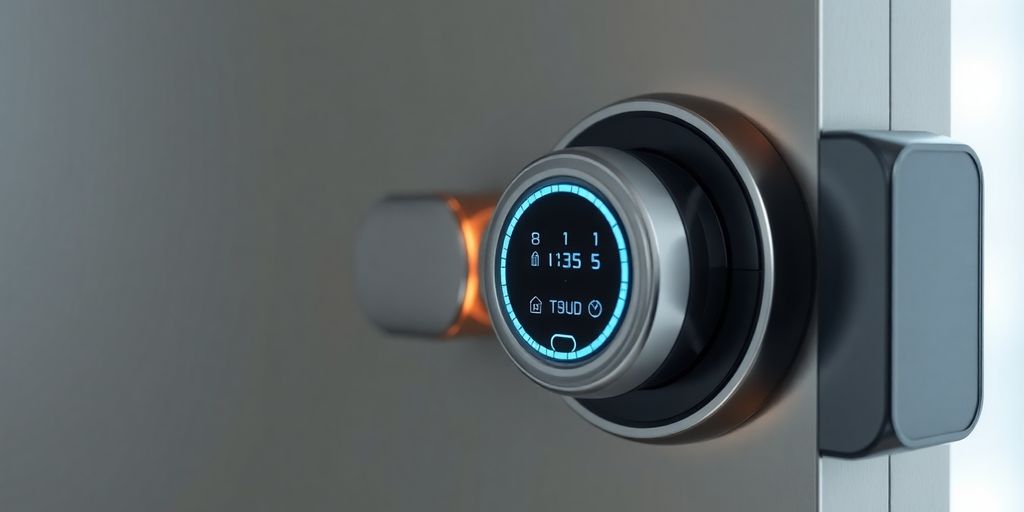 قفل دیجیتال مدرن روی در زیبا و شیک