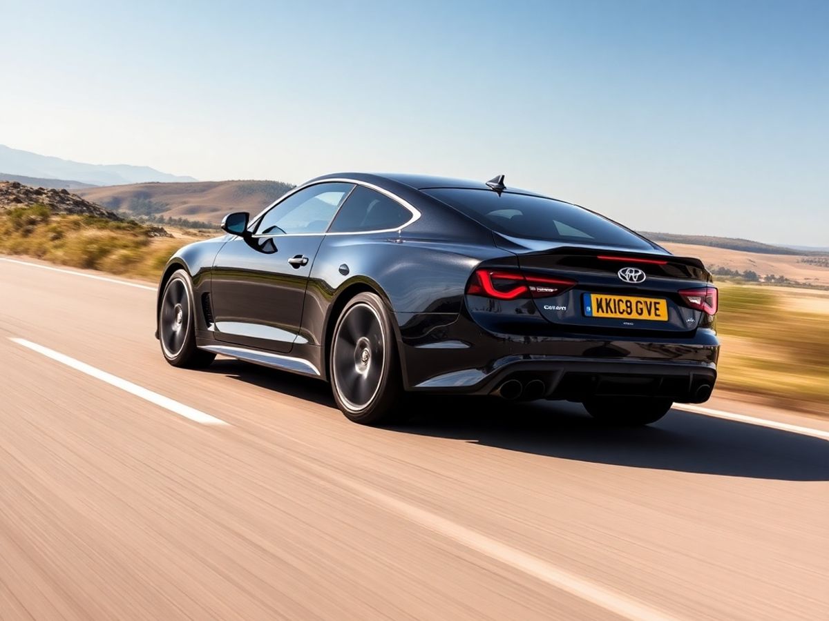 Auto V8 su strada, movimento e design sportivo.