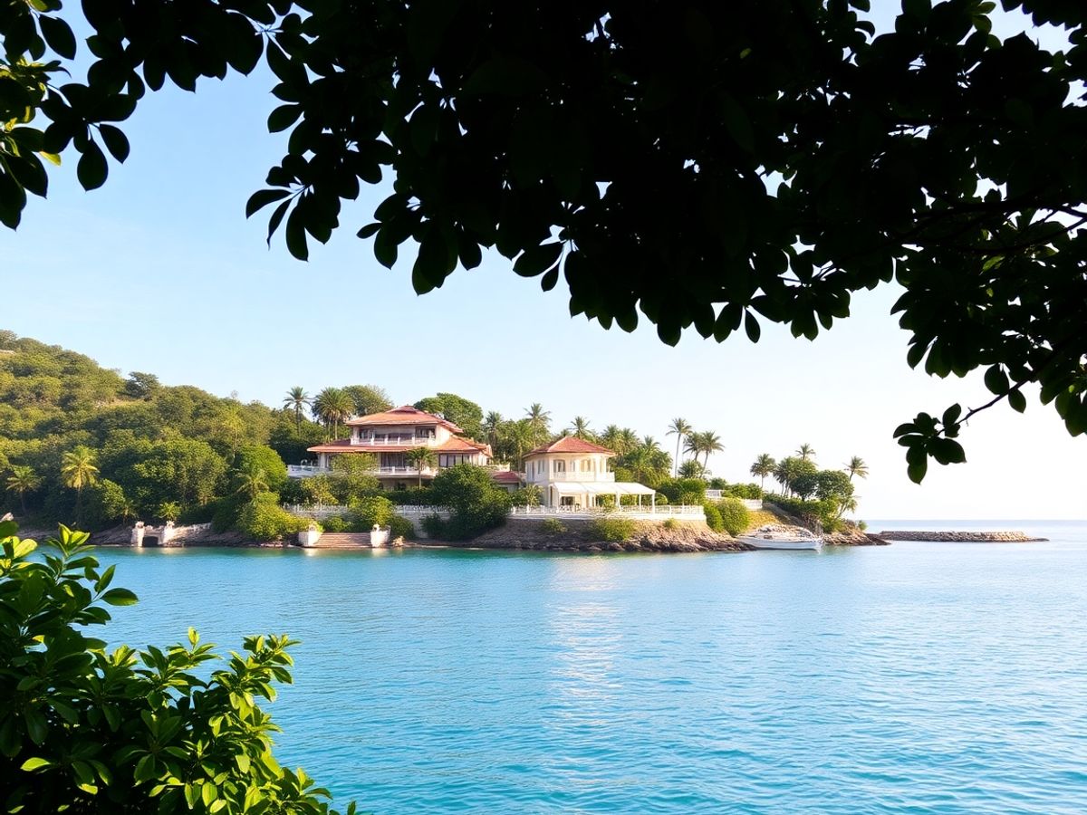 Serena villa con vista sull'oceano durante una stagione tranquilla.