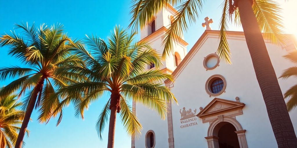 Historic San Jose del Cabo church in morning light.
