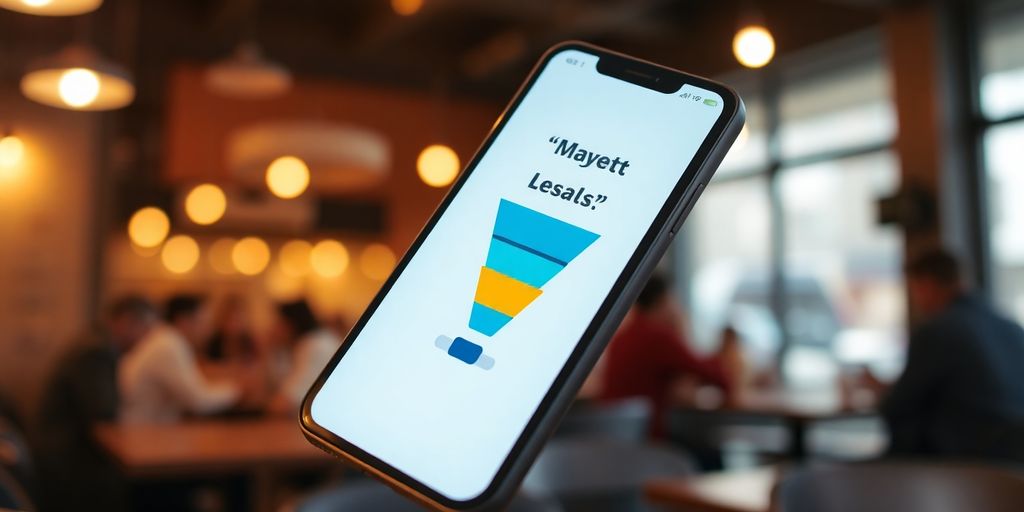Smartphone with a lead funnel displayed on its screen.