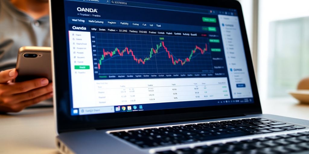 Laptop and smartphone in a forex trading setting.