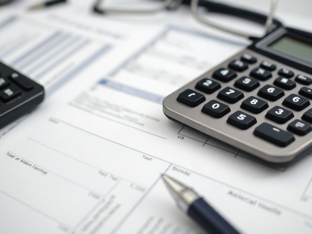 Calculator și documente financiare pe birou.