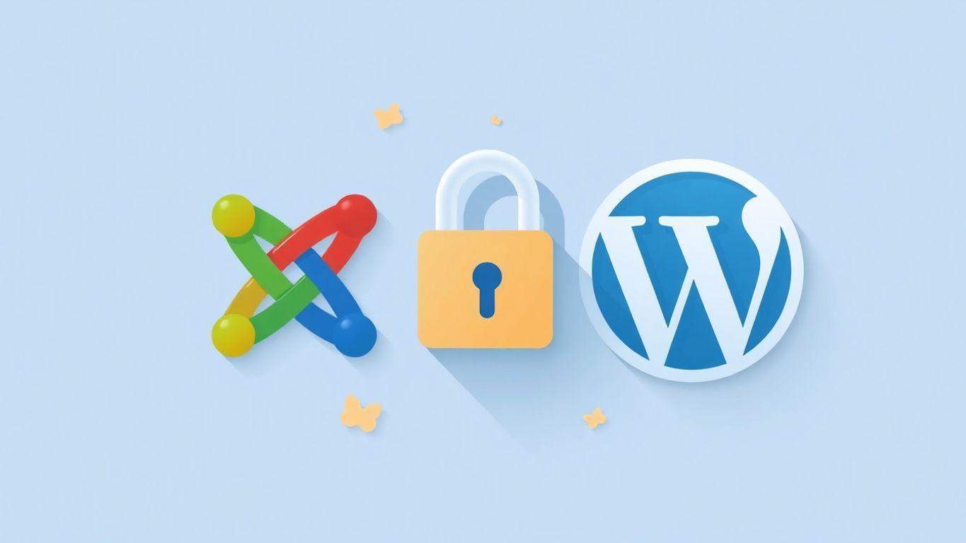 Sikkerhetslås kombinert med Joomla og WordPress elementer.
