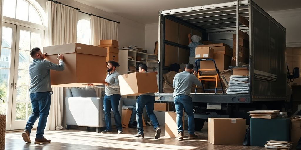loading old furniture into large truck