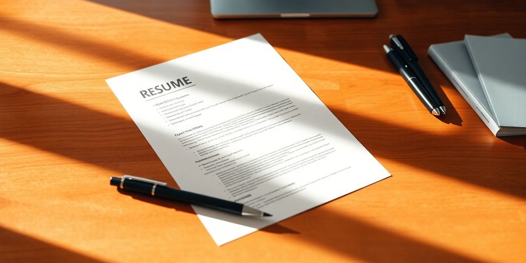 resume on a wooden table.