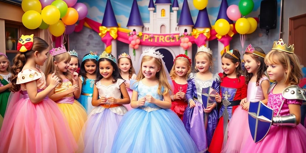 Children enjoying a magical princess party with fun activities.