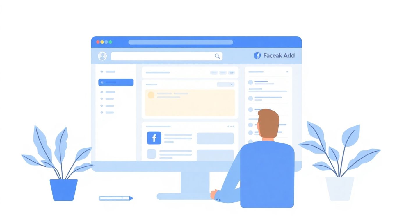 Bruker som navigerer Facebook Ads Manager.