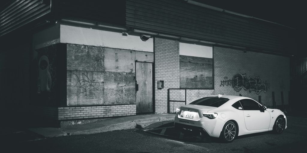 grayscale photo of coupe