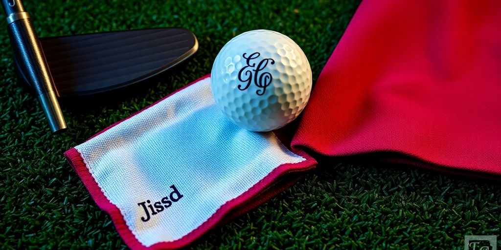 Personalized golf gifts for golfers, studio lighting, close up.