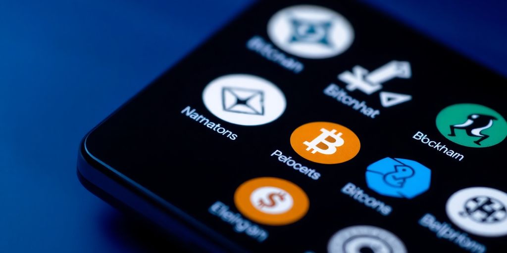Digital wallet with multiple blockchain logos.