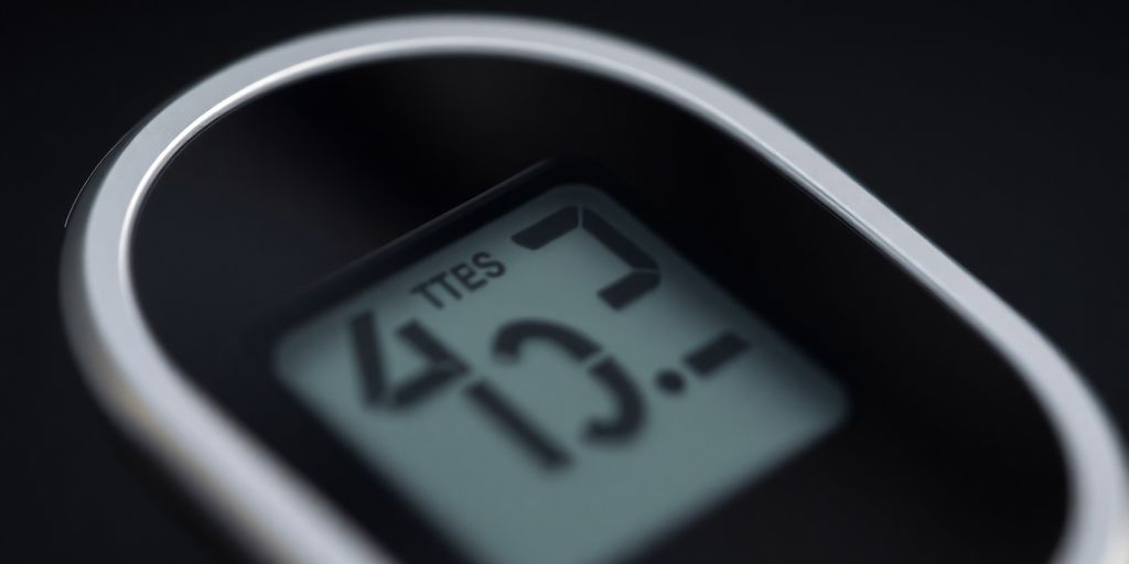 Close-up of a modern blood glucose monitor.