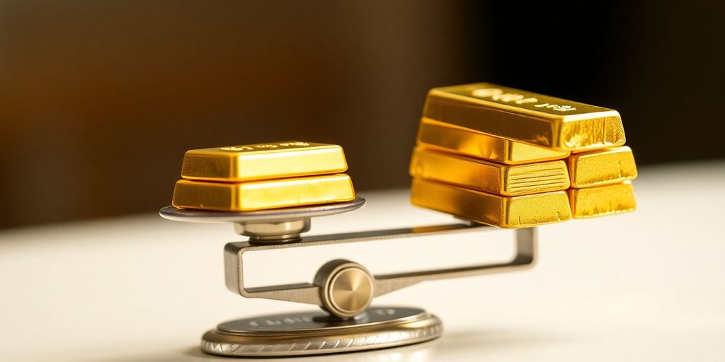 Balance de précision avec des lingots d'or.