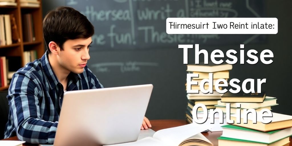 Student working on laptop with books and notes.