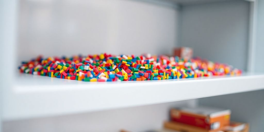 Orderly shelves with neatly arranged inventory items.