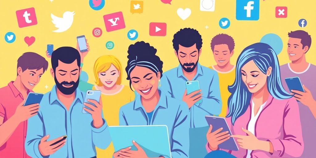 People engaging on social media platforms with devices.