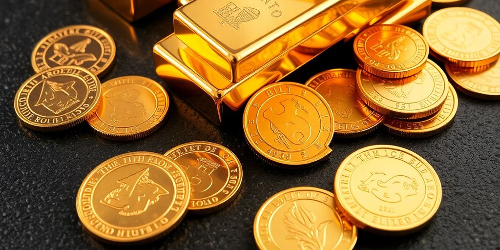 Lingots d'or et pièces de monnaie