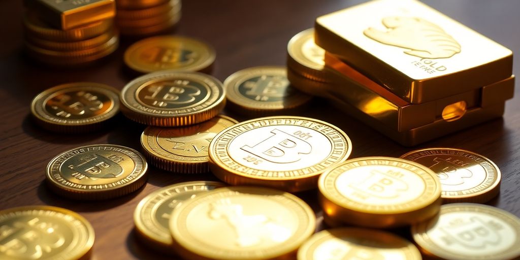 Pièces et lingots d'or brillants sur une surface en bois.
