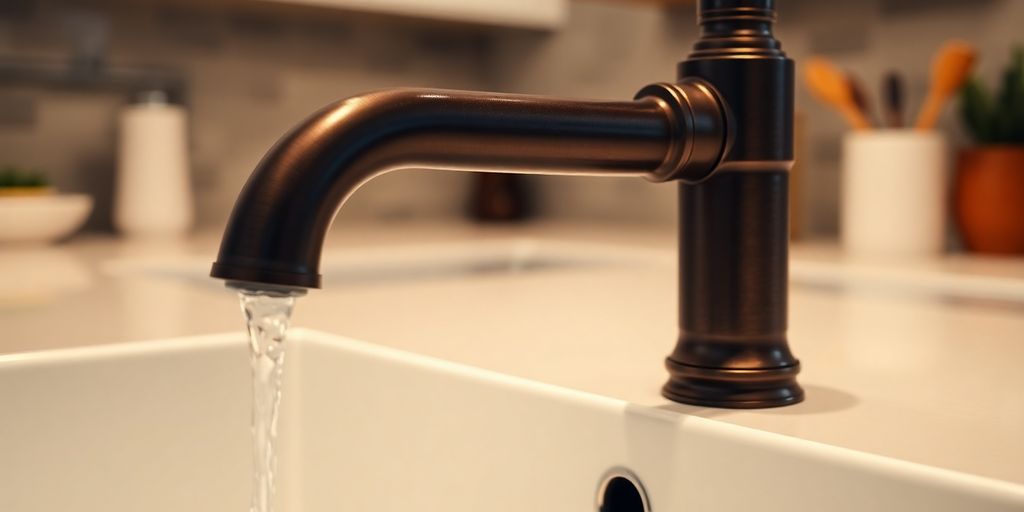 Sleek oil-rubbed bronze faucet in modern kitchen.