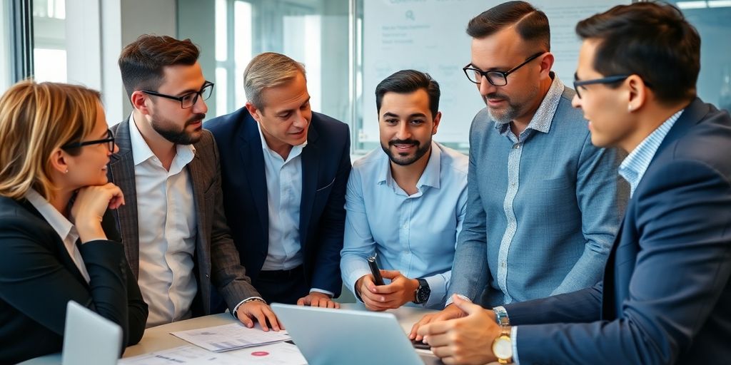 Investors collaborating on startup strategies in a modern setting.