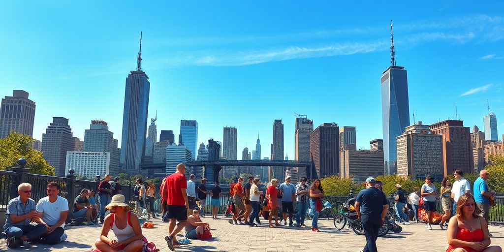 People enjoying outdoor New York City activities.