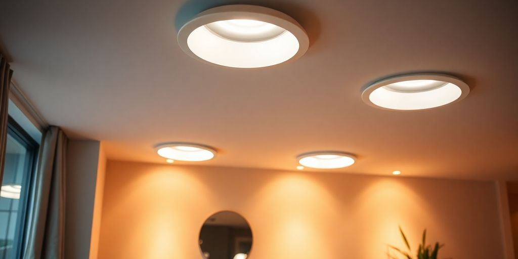 Modern downlight fixtures illuminating a stylish interior space.