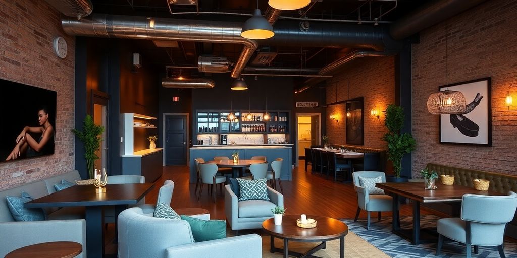 Espacio convertido en vivienda con decoración moderna y acogedora.