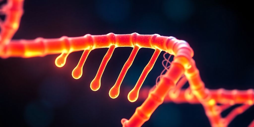 DNA helix intertwined with medical symbols.