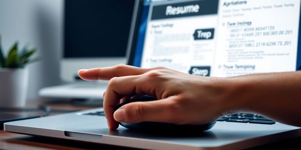 A person clicking a mouse on a laptop.