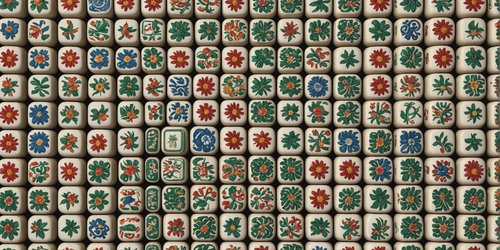 Mahjong tiles with intricate symbols and patterns