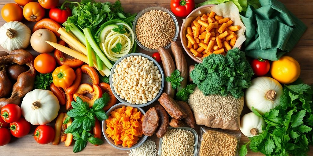 อาหารฮาลาลหลากหลายชนิดบนโต๊ะไม้