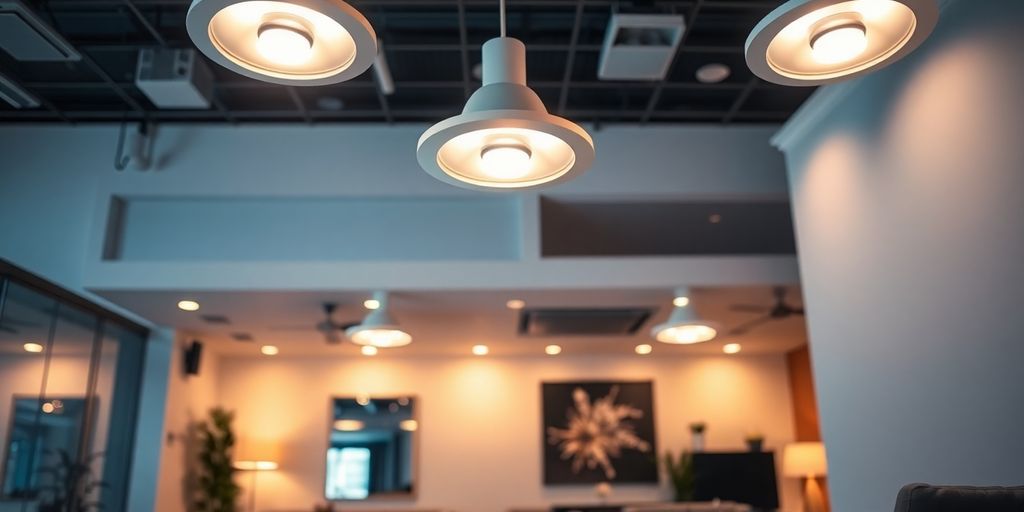 Interior space with stylish downlight lighting fixtures.
