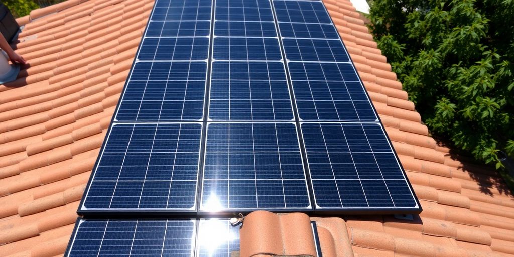 Solar panels on a house roof