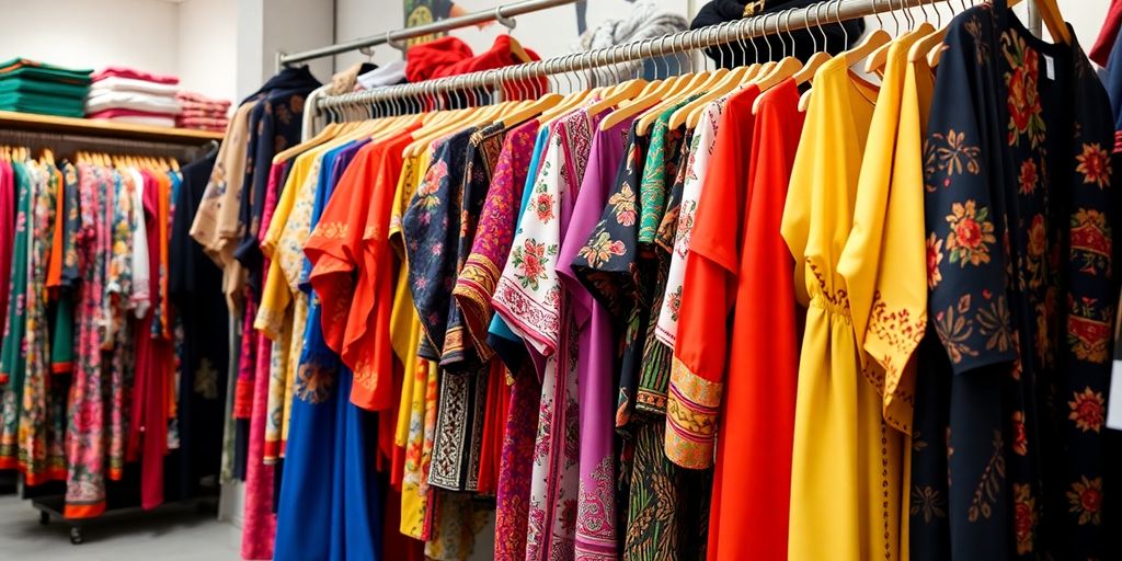 Boutique Naf Naf avec des vêtements colorés exposés.