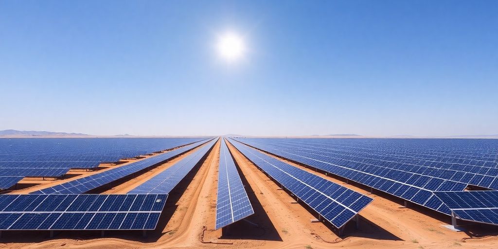Panneaux solaires dans le désert marocain.