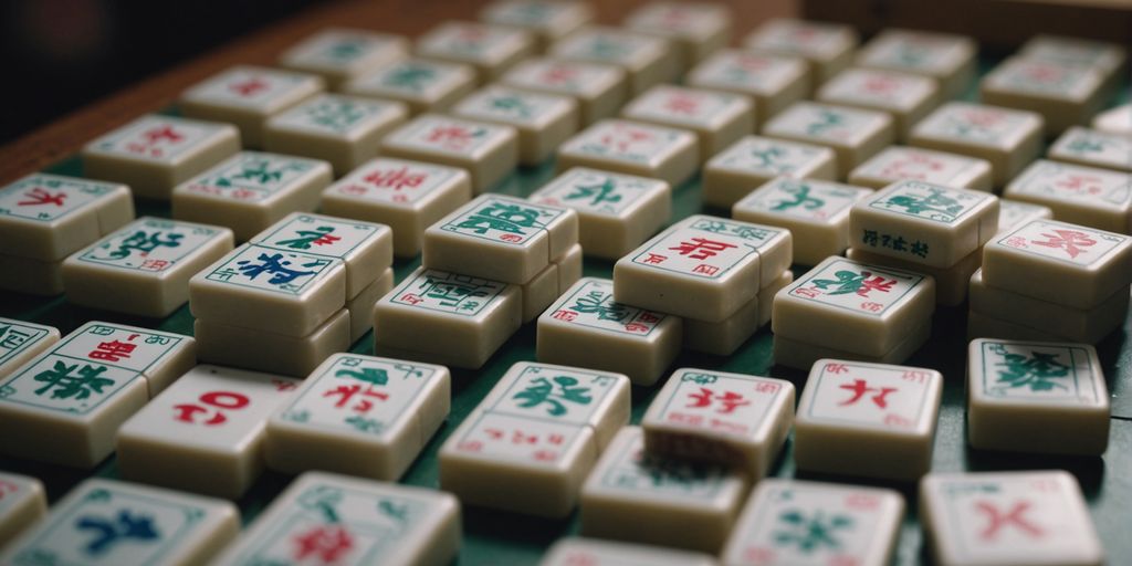 Mahjong tiles displayed in a historical sequence with names.