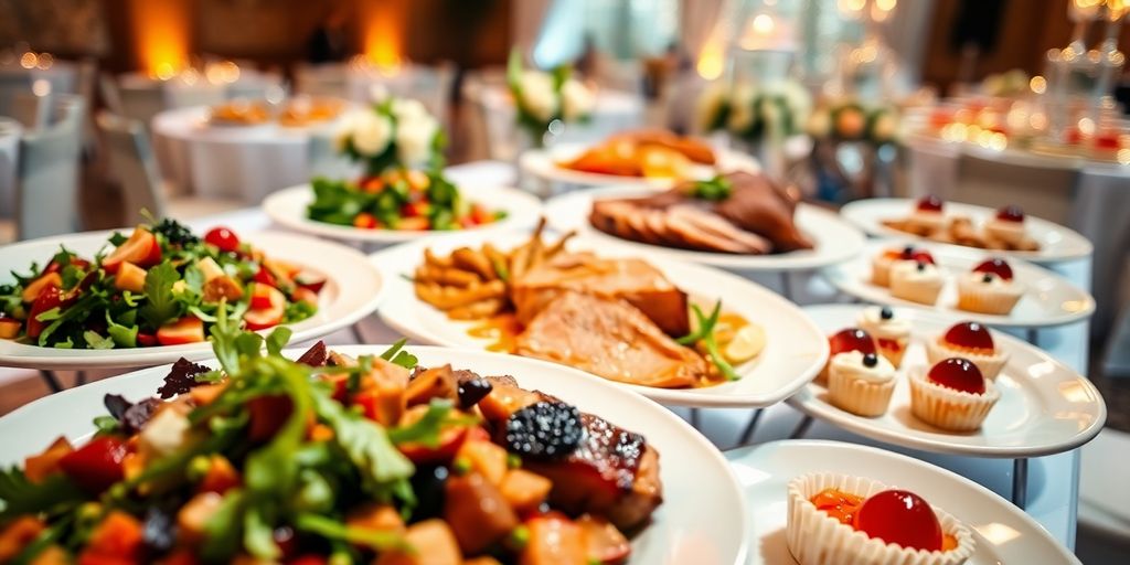 อาหารจัดเลี้ยงงานแต่งหรูหรา