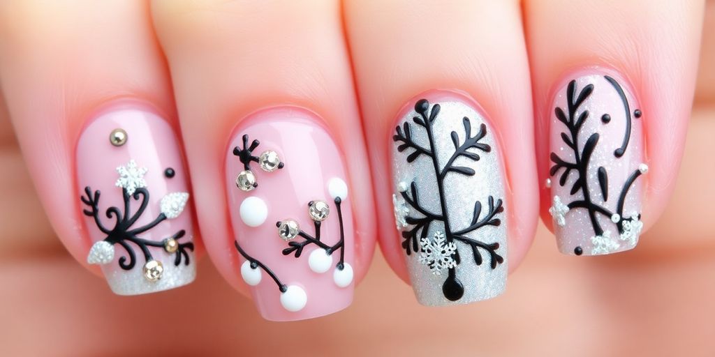 Unhas decoradas elegantes para o inverno.
