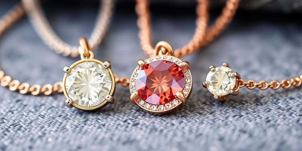 Bijoux en or blanc et or rose sur fond texturé.