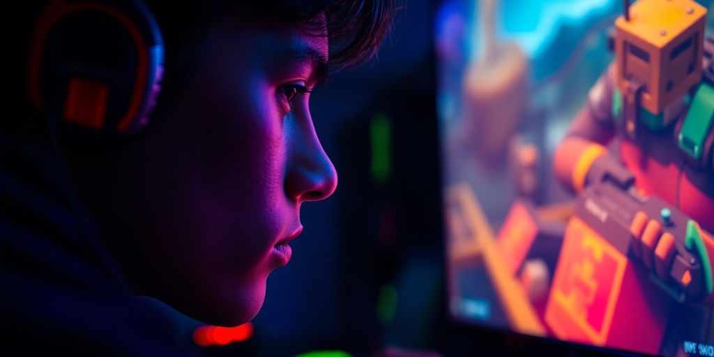 Person gaming intensely in a dimly lit room.