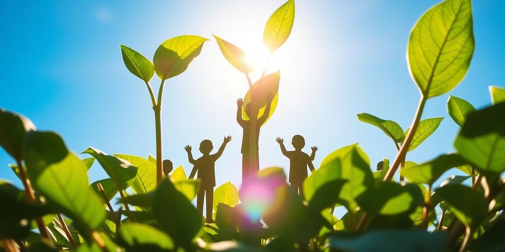 Illustration of a growing plant with connected people.