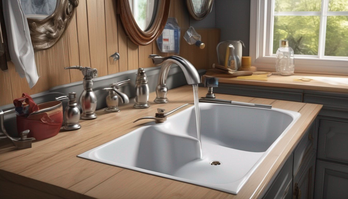 tools and materials for fixing a leaky faucet in a home setting