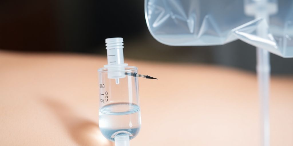 Close-up of IV drip on a person's arm