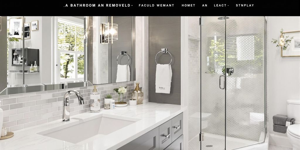Modern bathroom with stylish fixtures and natural lighting.