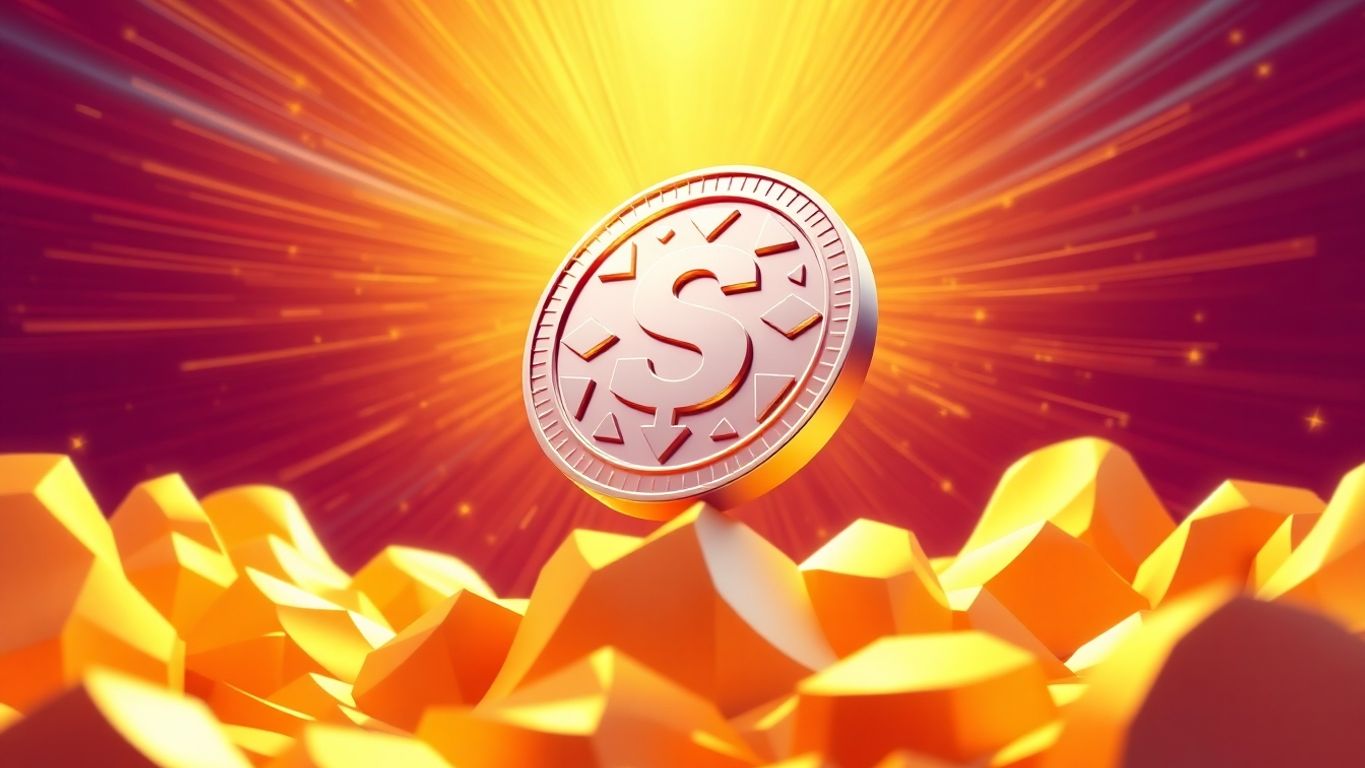Solana crypto coin soaring upwards.